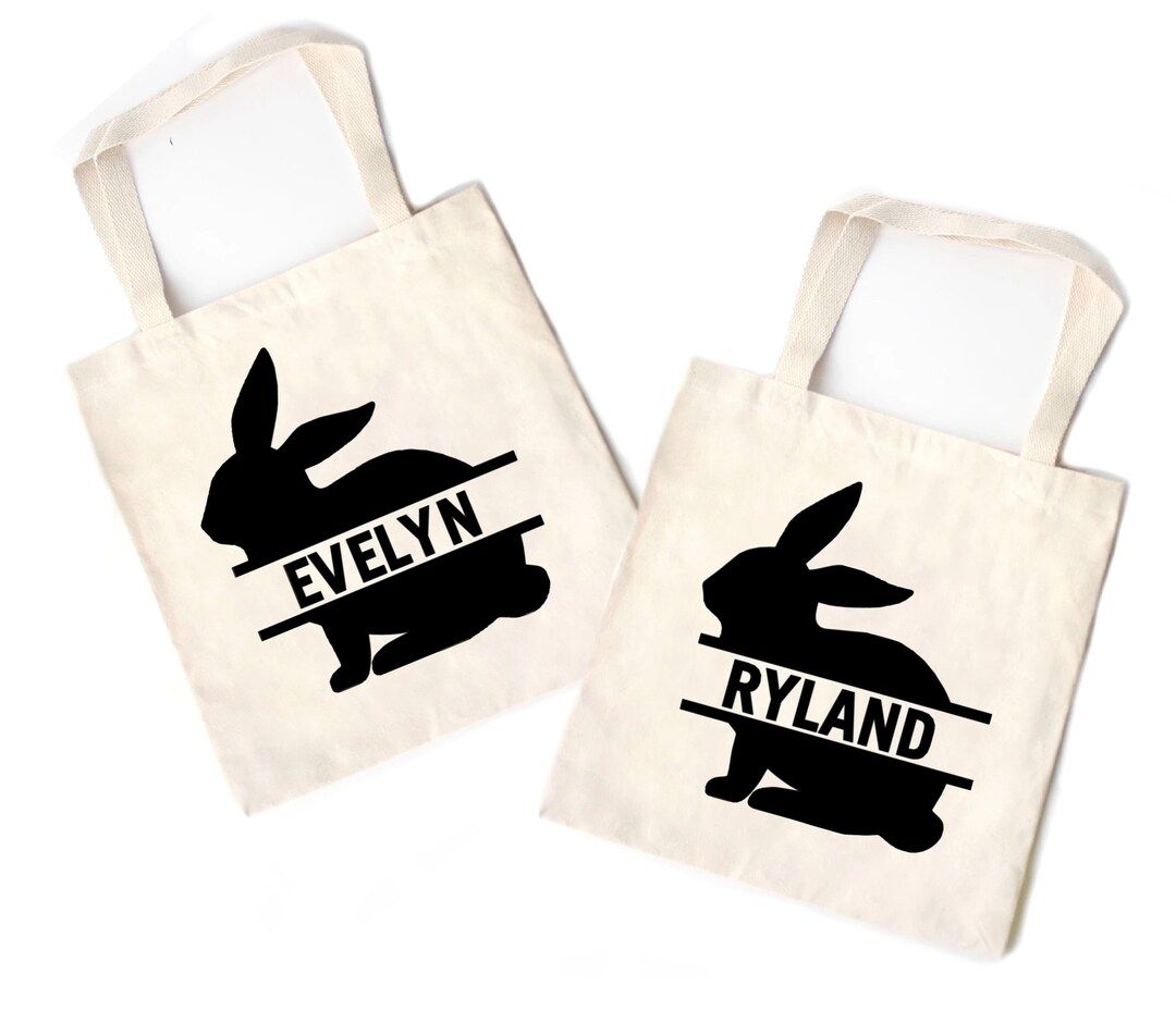 Easter Bunny Custom Personalized Name Kid Tote Bag, Custom Easter Treat bag for Kids, Easter Bask... | Etsy (US)