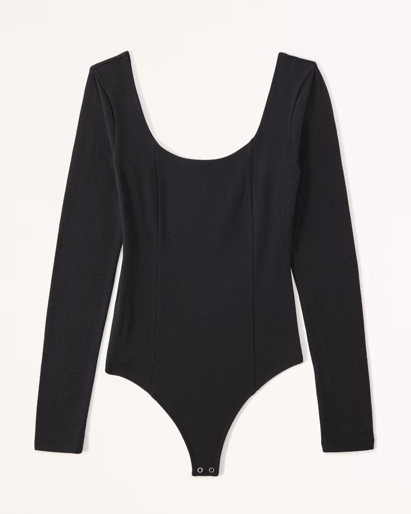 Long-Sleeve Seamed Scoopneck Bodysuit | Abercrombie & Fitch (US)