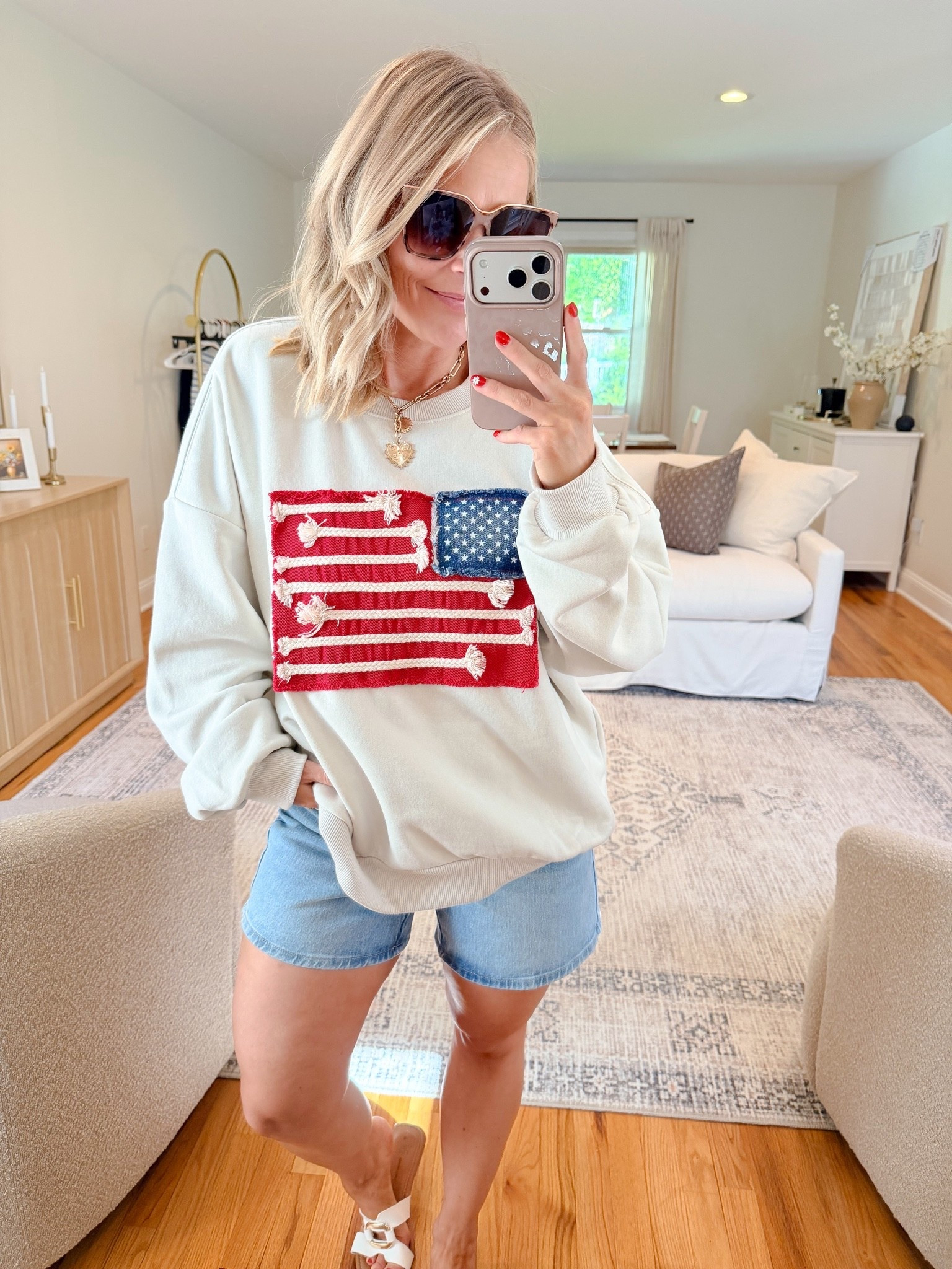 Another really GOOD target find! This sweatshirt is a lookalike to one that retails for $168 but this one is $25!!👏


Target finds, target fashion, target style, USA sweatshirt, flag sweatshirt, Memorial Day, 4th of July, summer outfit 2026, midsize fashion

#LTKSeasonal #LTKMidsize #LTKPetite