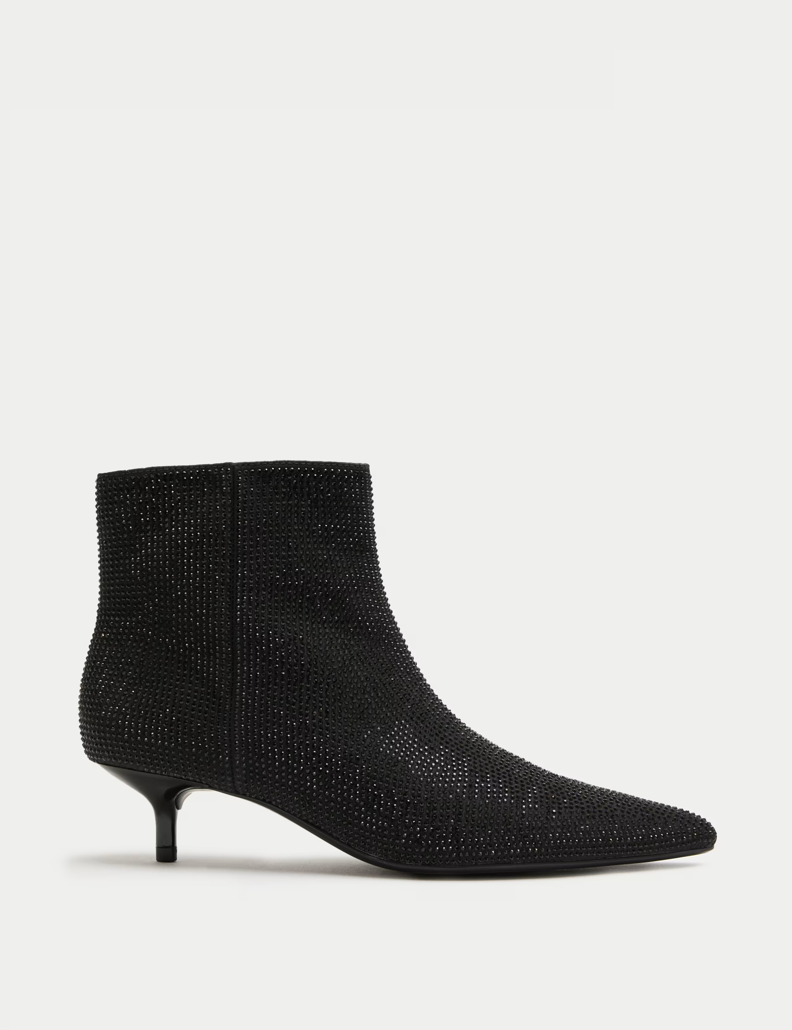 Wide Fit Satin Hotfix Kitten Heel Ankle Boots | Marks & Spencer (UK)
