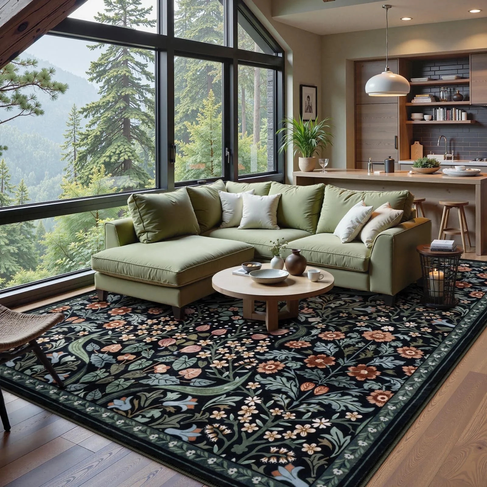 Lahome Floral Washable Rugs, 8'x10' Area Rug for Living Room, Soft Large Boho Bedroom Rug, Botani... | Walmart (US)