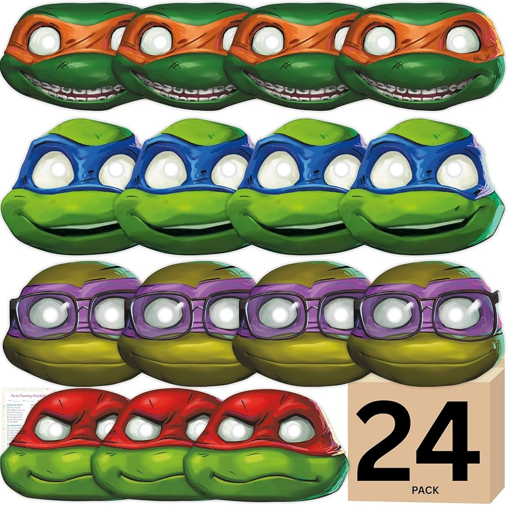 Unique Ninja Turtle Masks for Kids Party - 24 Count - Ninja Turtle Party Favors and Birthday Deco... | Amazon (US)