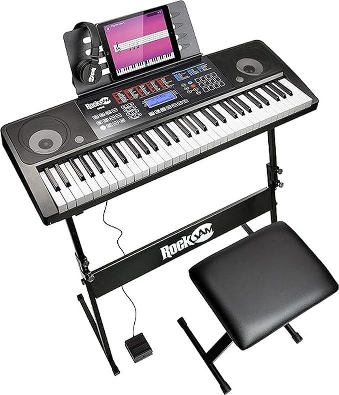 RockJam RJ761 61 Key Keyboard Piano with Keyboard Bench, Digital Piano Stool, Sustain Pedal, Head... | Amazon (US)