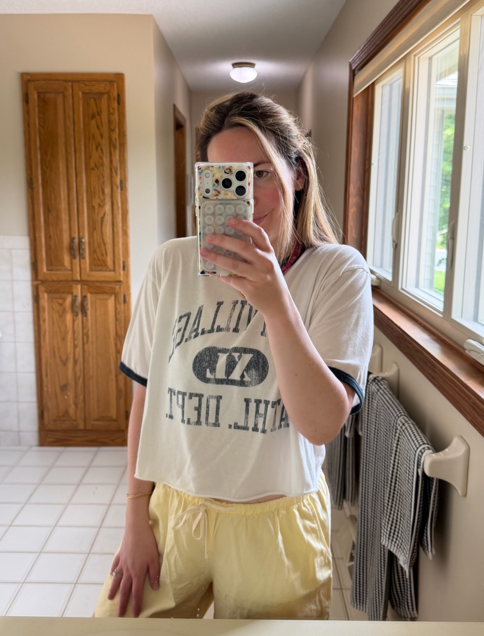 What I’m wearing today 💛 Tee is old so linked similars to get the ringer tee look! Actually into a cropped tee with longer shorts!

#LTKootd #LTKSeasonal