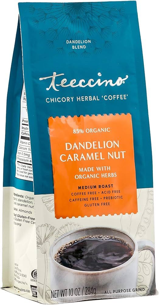 Teeccino Coffee Alternative – Dandelion Caramel Nut – Detox Deliciously with Dandelion Herbal... | Amazon (US)