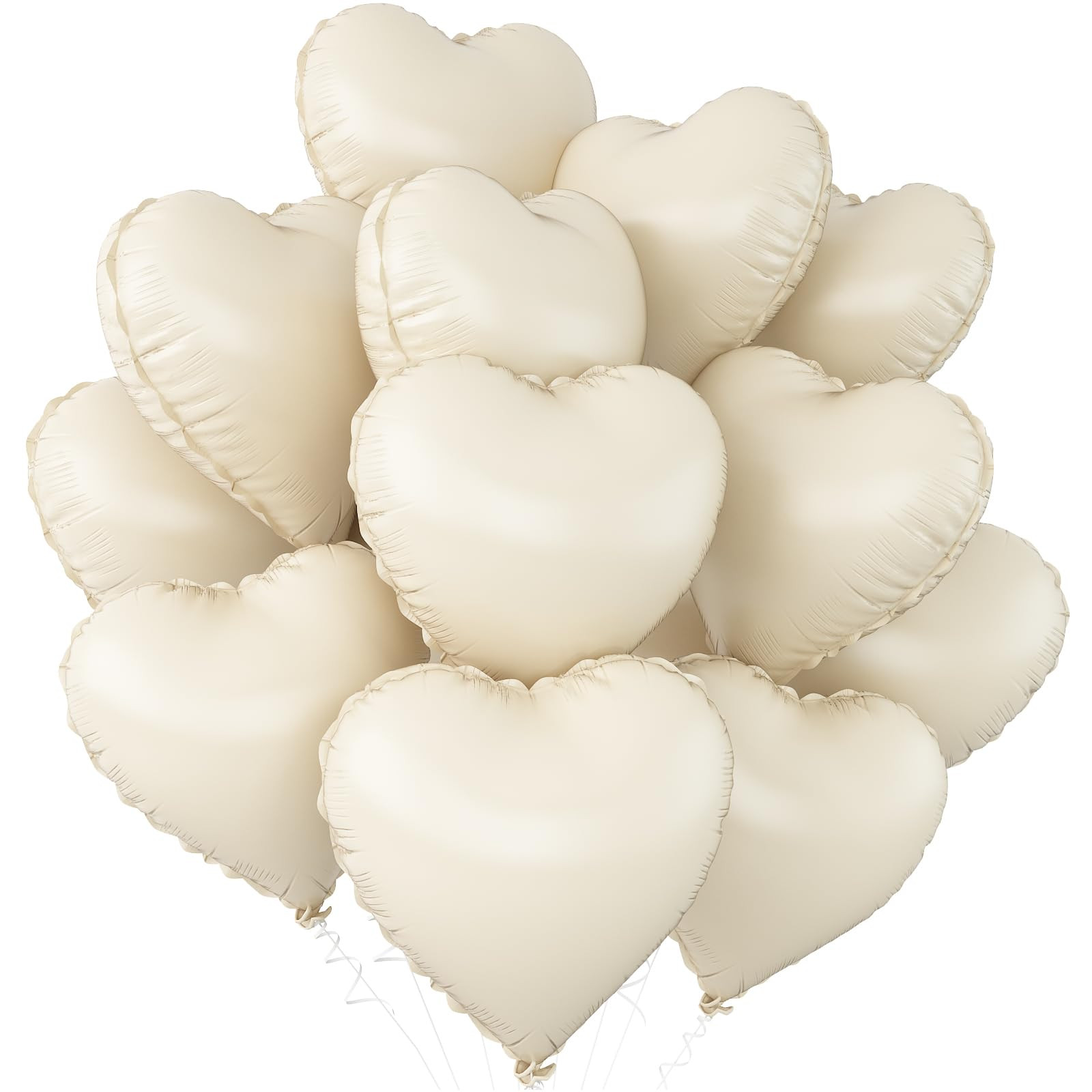 Cream White Heart Balloons,12Pcs Sand White Heart Shaped Foil Balloons,18Inch Beige Helium Polyes... | Amazon (US)