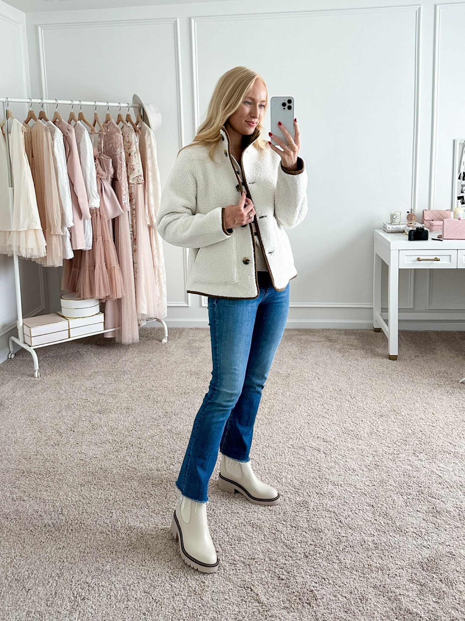 Cute fall outfit on sale in the Nordstrom anniversary sale! I sized down a half size in these waterproof booties. 

#LTKxNSale