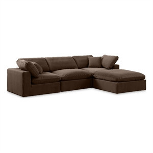 Meridian Furniture Comfy Brown Velvet 4-Pc. Modular Sectional | Homesquare