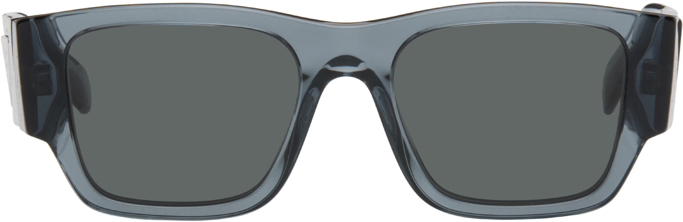 Prada Eyewear Blue Triangle Logo Sunglasses | SSENSE