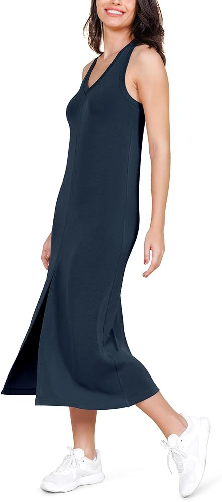 ODODOS Modal Soft Front Split Midi Dress for Women, V Neck Sleeveless Casual Summer Tank Dress | Amazon (US)