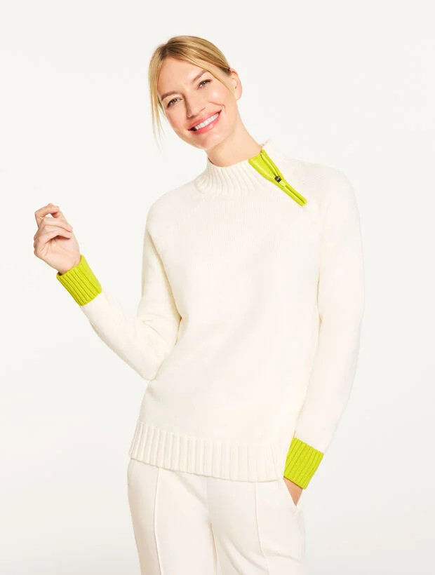 Colorblock Zip Mockneck Sweater | Talbots