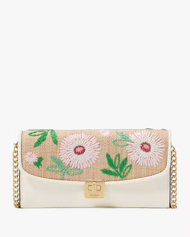 Phoebe Straw Turnlock Wallet-on-chain | Kate Spade Outlet