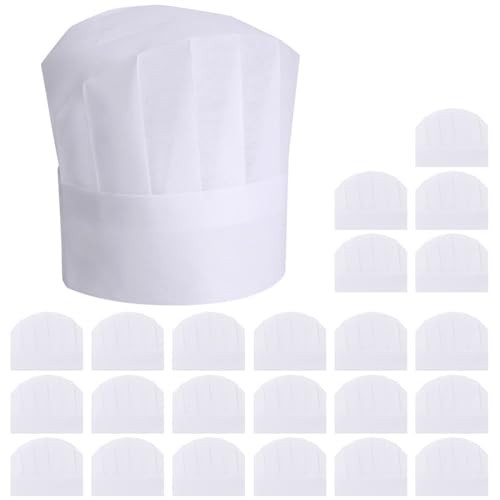 24 Pack Chef Hat for Kids for Adults Adjustable Chef Hats Disposable Chefs Hat DIY Kids Bakers Hats for Party,Pizza,DIY,Cooking,Bakery 7.9inch Tall White | Amazon (US)