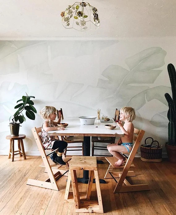 Bird Paradise Mural  Banana Leaf Wallpaper  Subtle Wallpaper - Etsy | Etsy (US)