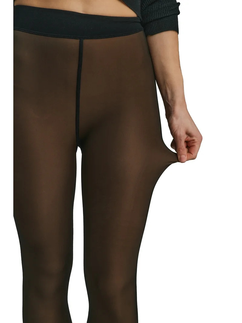 Joyspun Women's Faux Sheer Fleece Tights, Sizes S-3XL | Walmart (US)