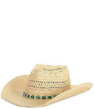 Anna  Ava Beaded Band Open Crochet Straw Cowboy Hat - Natural/Multi | Dillard's