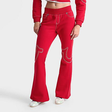 True Religion Women's Big T Low Rise Flared Sweatpants in True Red Size: Medium | Finish Line (US)