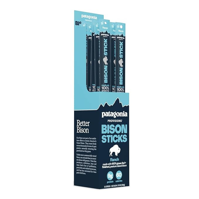 Patagonia Provisions Bison Sticks - Ranch | 100% Grass-Fed, 8g of Protein, 60 Calories | No Artif... | Amazon (US)