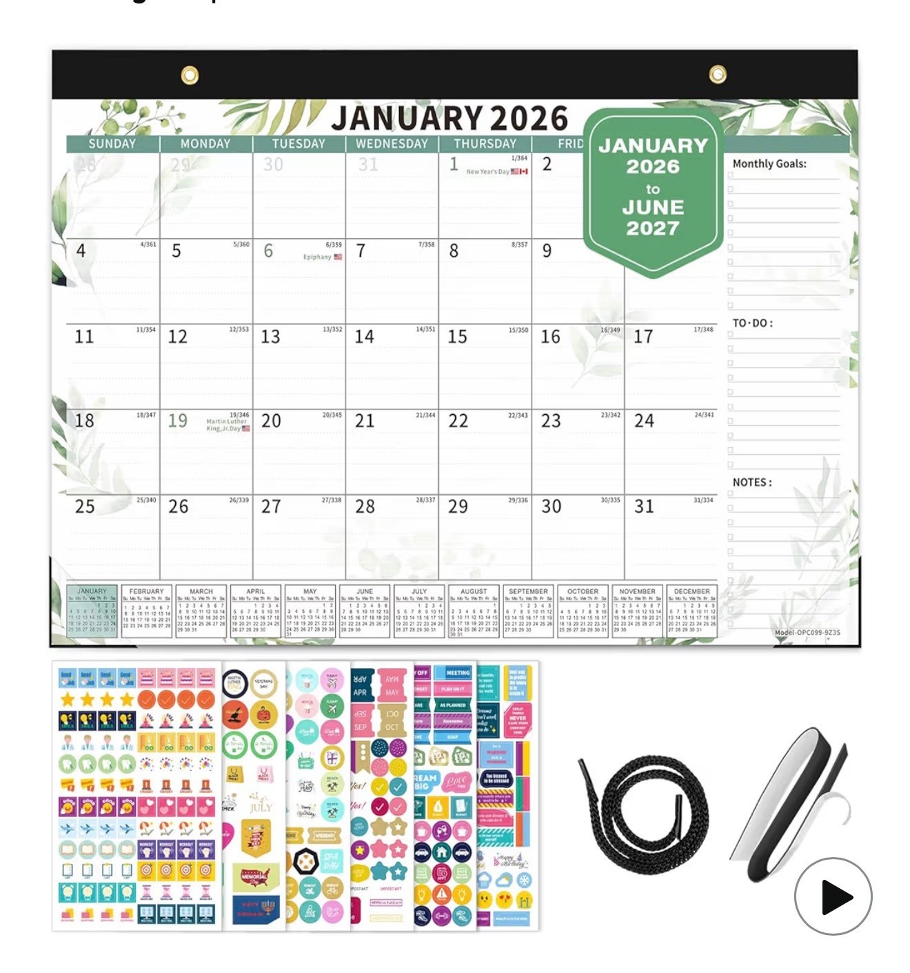 Ospelelf Desk Calendar 2026-2027, Magnetic Fridge Wall Calendar, 18 Month Monthly Large 17" X 12" Calendar Planner with Plastic Cover, January 2026 - June 2027 Green Plant

#LTKselfcare #LTKmomlife #LTKHome