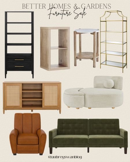 Better Homes & Gardens furniture sale at Walmart. Each piece of furniture is unique and will elevate any space you decorate! 

Walmart finds, Better Homes & Gardens, Furniture sale, book case with storage drawer, tufted push back recliner, cube storage organizer, gold console table, olive velvet couch 