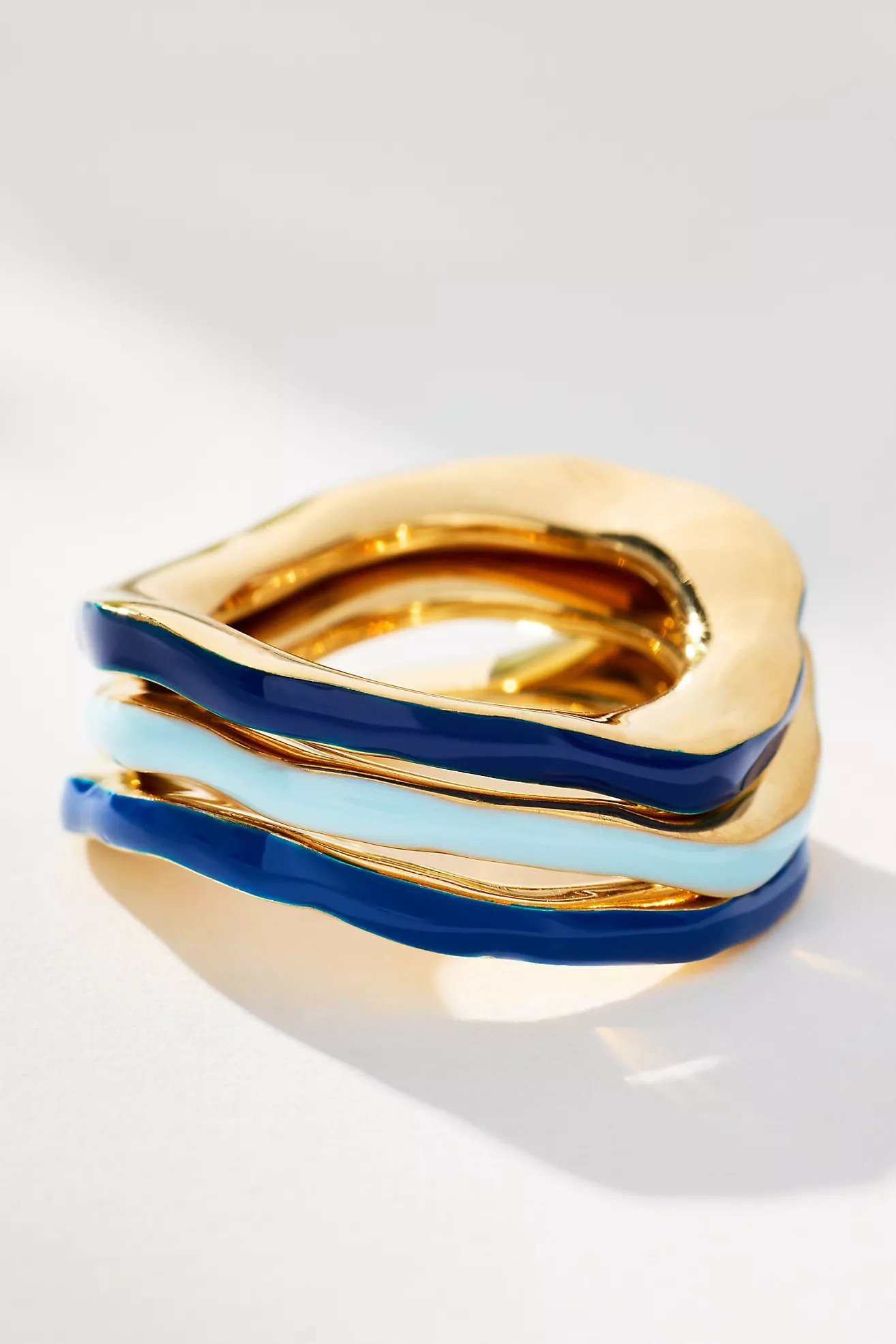 Joanna Laura Constantine Enamel Wave Ring, Set of 3 | Anthropologie (US)