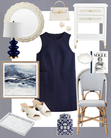 Hints of blue in home and fashion 🤍 love these colors for a coastal style! 

Coastal home decor, fashion, fashion finds, seasonal fashion, heels, blue dress, sleeveless dress, dining chair, vase, decorative accessories, coffee table book, end table, nightstand, marble tray. Framed art, lamp, mirror, earrings, lighting, bedroom, closet, living room, dining room, Amazon, Amazon home, tuckernuck, h&m, Serena and lily, lily and bean, at home, boden 

#LTKhome #LTKstyletip #LTKSeasonal