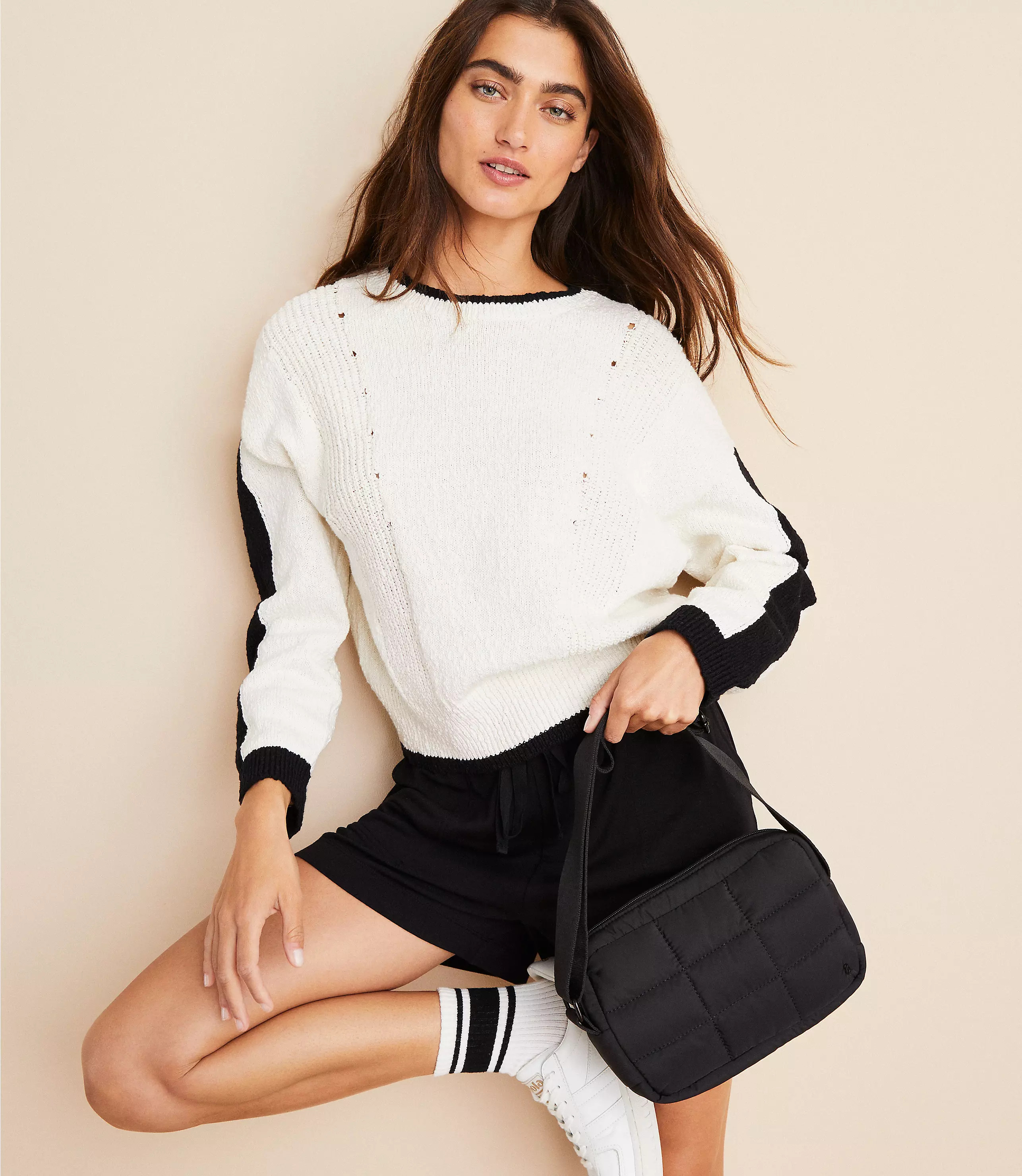 Lou & Grey Colorblock Pointelle Wedge Sweater | LOFT
