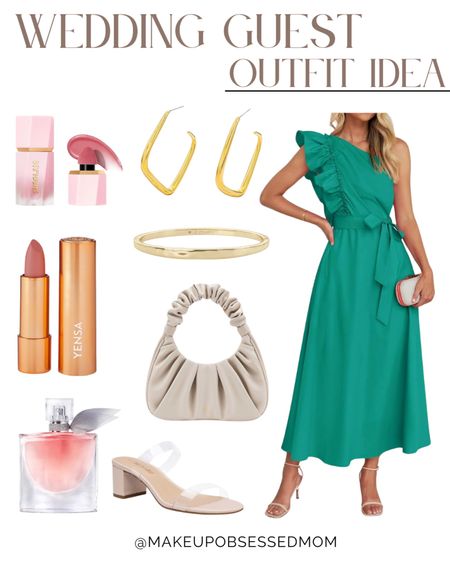 Get this classy one-shoulder green midi dress that is perfect to dress-up any summer occasion like a fancy brunch or wedding! Pair it with clear sandals, neutral handbag, gold jewelry and more!
#formalwear #womenover50 #midlifestyle #partydress

#LTKShoeCrush #LTKItBag #LTKParties