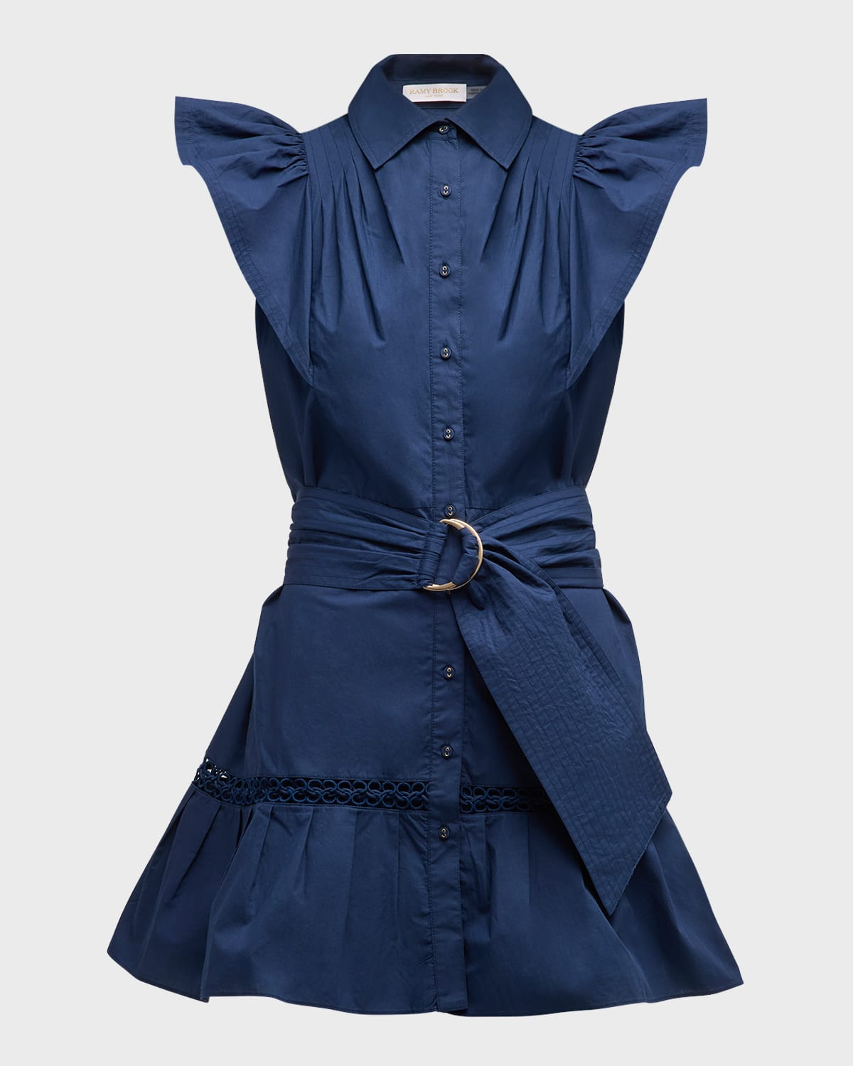 Marceline Belted Button-Front Mini Dress | Neiman Marcus