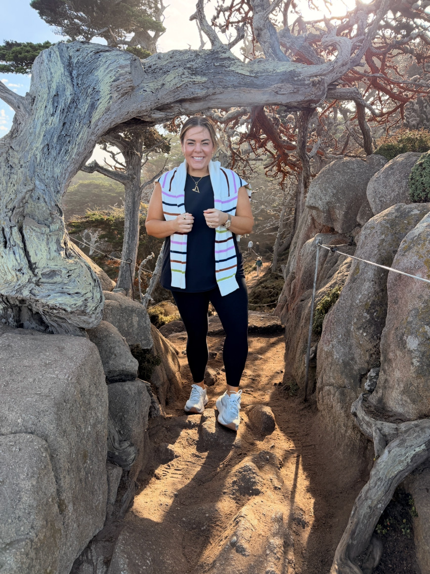 This was such a good outfit for a scenic hike and lots of walking! 

I kept it comfy with black leggings, a simple tank, and supportive sneakers, then added the striped sweater as an easy layer for cooler spots along the trail! 

 #LTKgrwm #LTKootd #LTKfitnessgoals