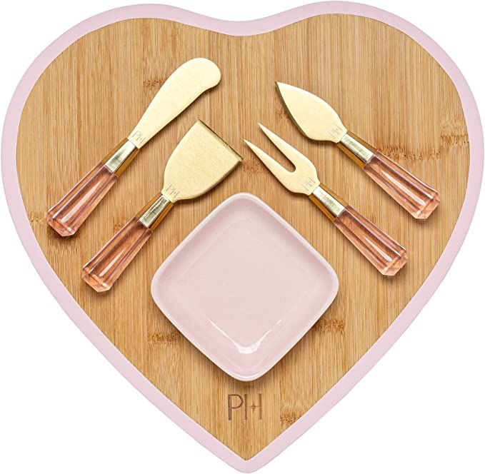 Paris Hilton Charcuterie Board and Serving Set, Bamboo Serving Board, Ceramic Dish, Cheese Utensi... | Amazon (US)