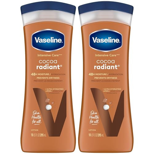 Vaseline Cocoa Radiant 2-Pack – Intensive Care Moisturizing Hand and Body Lotion with Ultra-Hydrating Lipids, Pure Cocoa Butter, 10 Oz Ea | Amazon (US)