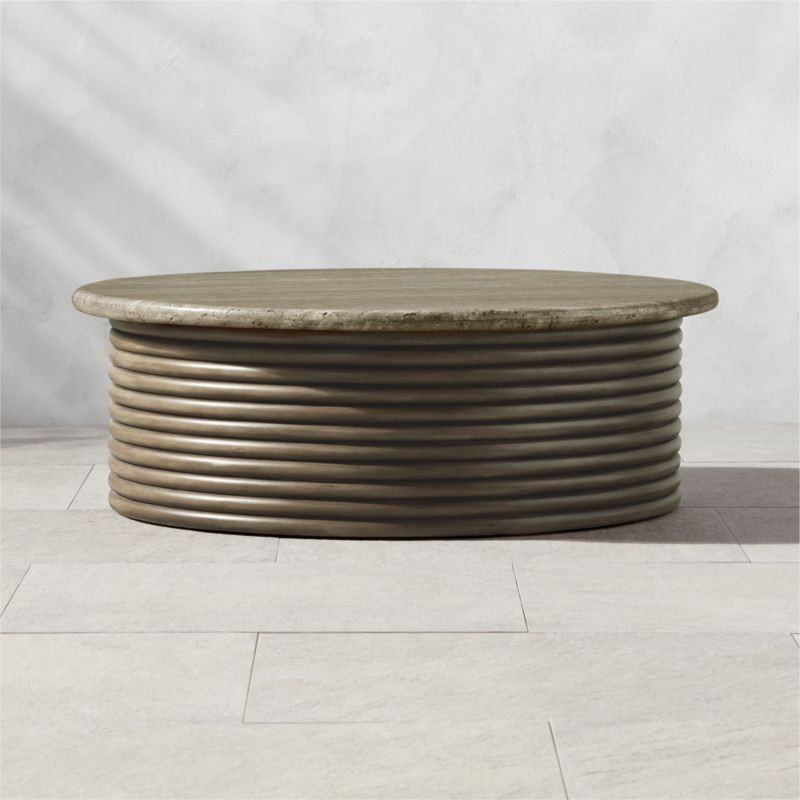 Anillo Travertine Modern Outdoor Coffee Table + Reviews | CB2 | CB2