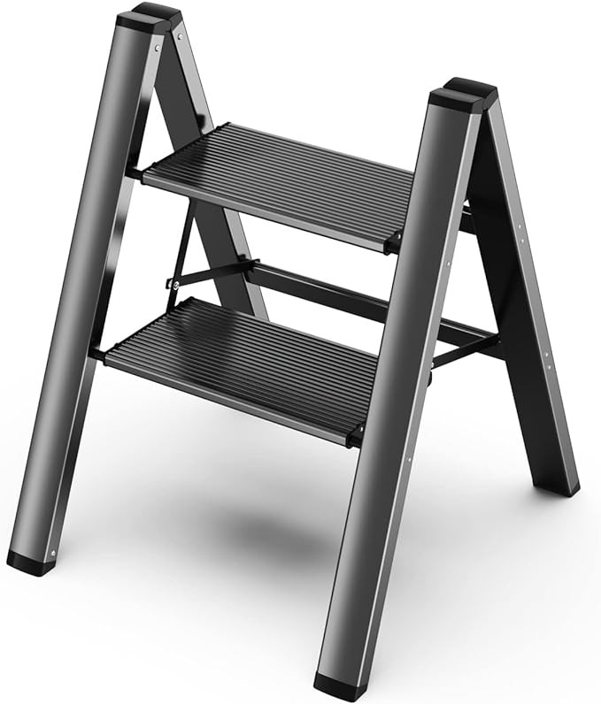 GameGem 2 Step Ladder, Aluminum Folding 2 Step Stool with Anti-Slip Sturdy and Wide Pedal, Lightw... | Amazon (US)