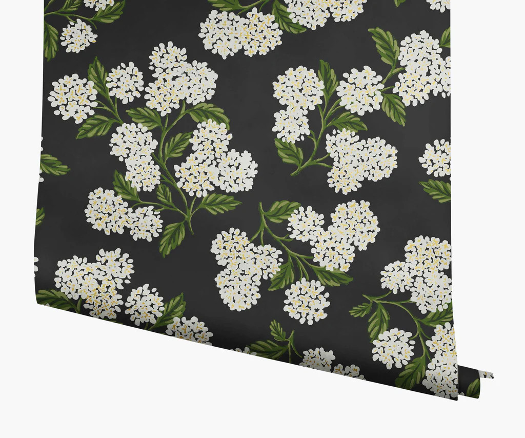 Hydrangea Wallpaper - Black & White | Rifle Paper Co.