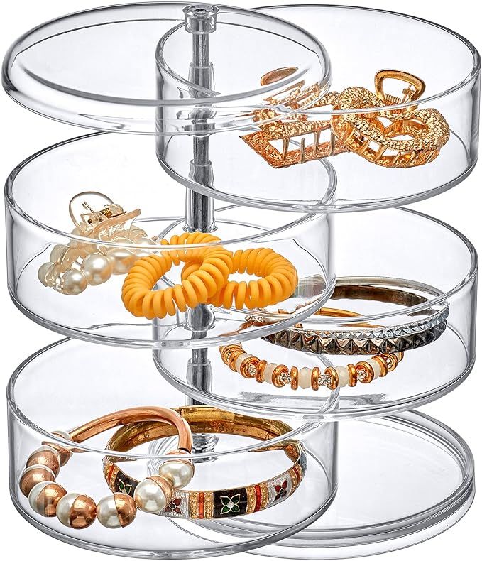 Amazing Abby - Inspire - 4-Tier Acrylic Hair Accessories Organizer with Lid, Plastic Jewelry Hold... | Amazon (US)