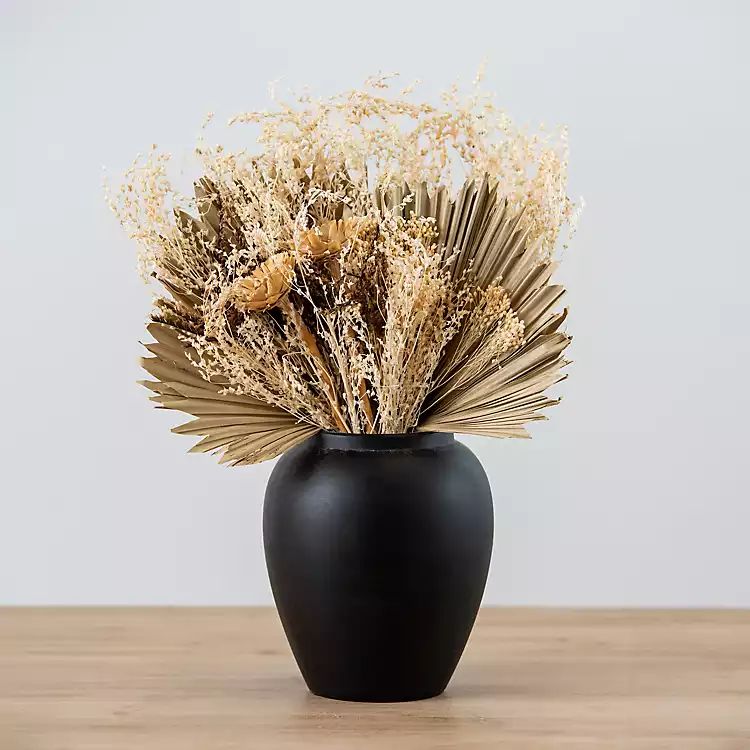 Dried Fan Leaf Arrangement in Black Vase, 17 in. | Kirkland's Home