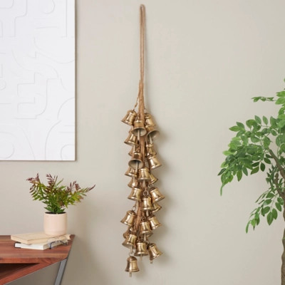 Bayberry Lane Fancy Cluster Bells with Hanging Rope, Gold | Ashley Homestore