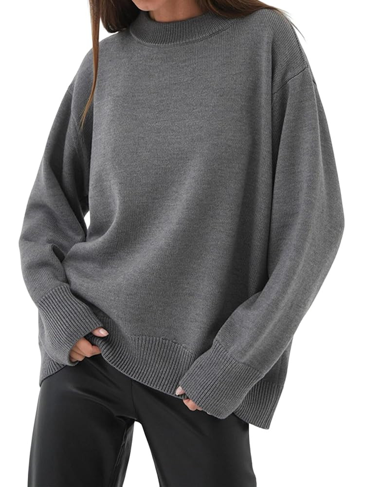 Spicy Sandia Women's Slouchy Crewneck Pullover Sweaters Loose Casual Long Sleeve Knit Jumper Tops... | Amazon (US)