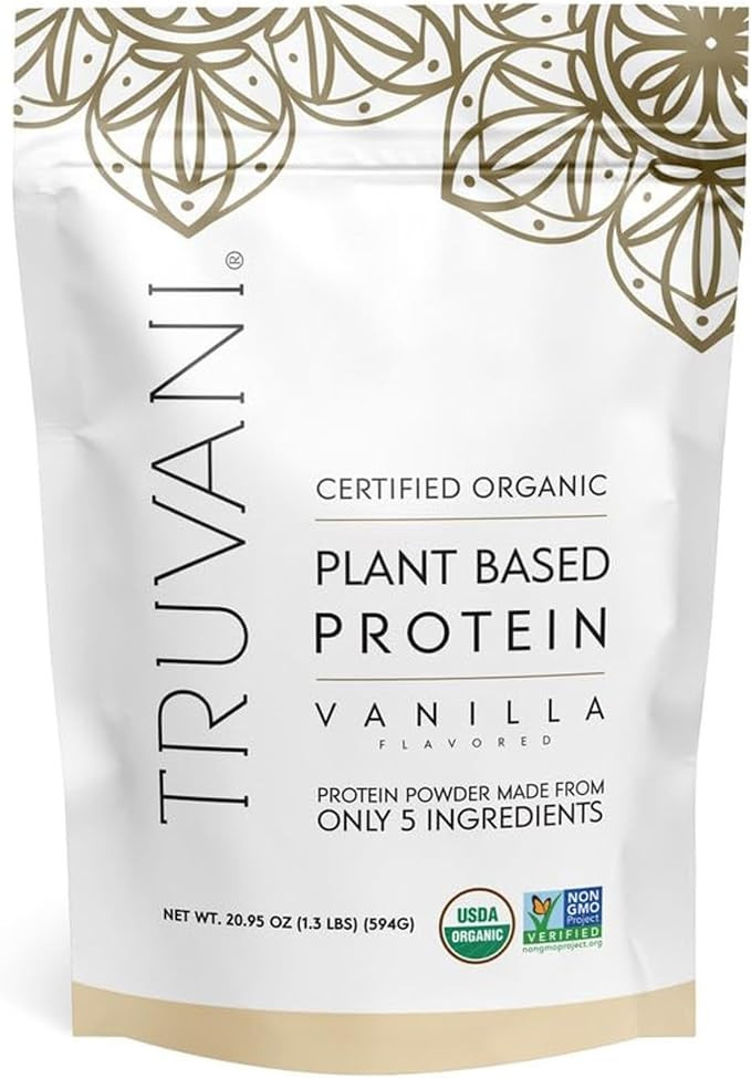 Truvani Vegan Pea Protein Powder | Vanilla | 20g Organic Plant Based Protein Per Serving | 20 Ser... | Amazon (US)