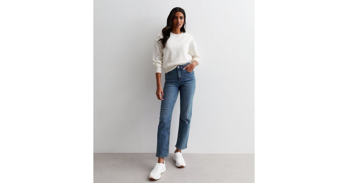Mid Blue Ankle Grazing Hannah Straight Leg Jeans | New Look | New Look (UK)