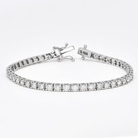 Natural Diamond Bracelet, 18 Kt White Gold Single Row Tennis Gift For Her, Simple Elegant Women's Bracelet | Etsy (US)