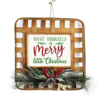 Merry Little Christmas Basket Wall Sign with Greenery by Ashland® | Michaels Stores