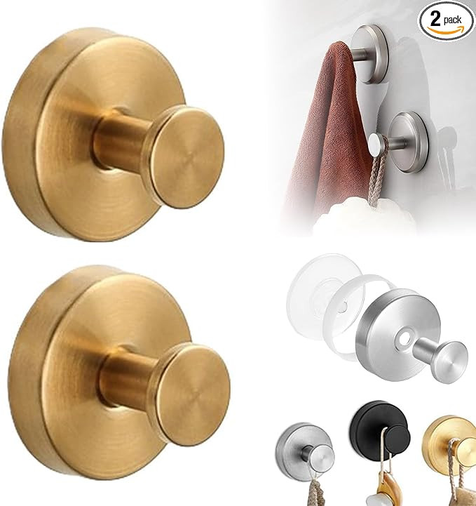 Luxe Hold No-Drill Hooks, Upgraded Suction Cup Hooks for Shower, Removable Reusable Stainless Ste... | Amazon (US)