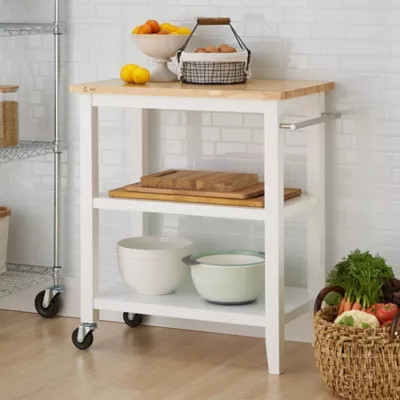 Trinity Wood Kitchen Cart in White | Bed Bath & Beyond
