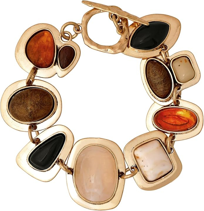 MINACHI Geometric Metal Stone Bracelets, Trendy Personality Jewelry for Women | Amazon (US)