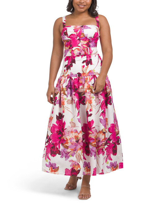 Linen Blend Lidia Bustier Drop Waist Dress | TJ Maxx