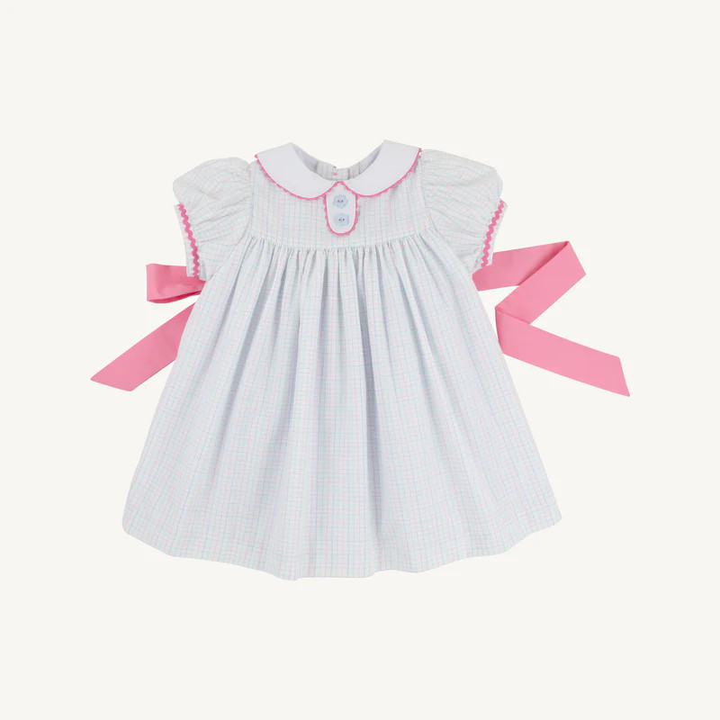 Mary Dal Dress - Whitby Windowpane with Hamptons Hot Pink | The Beaufort Bonnet Company