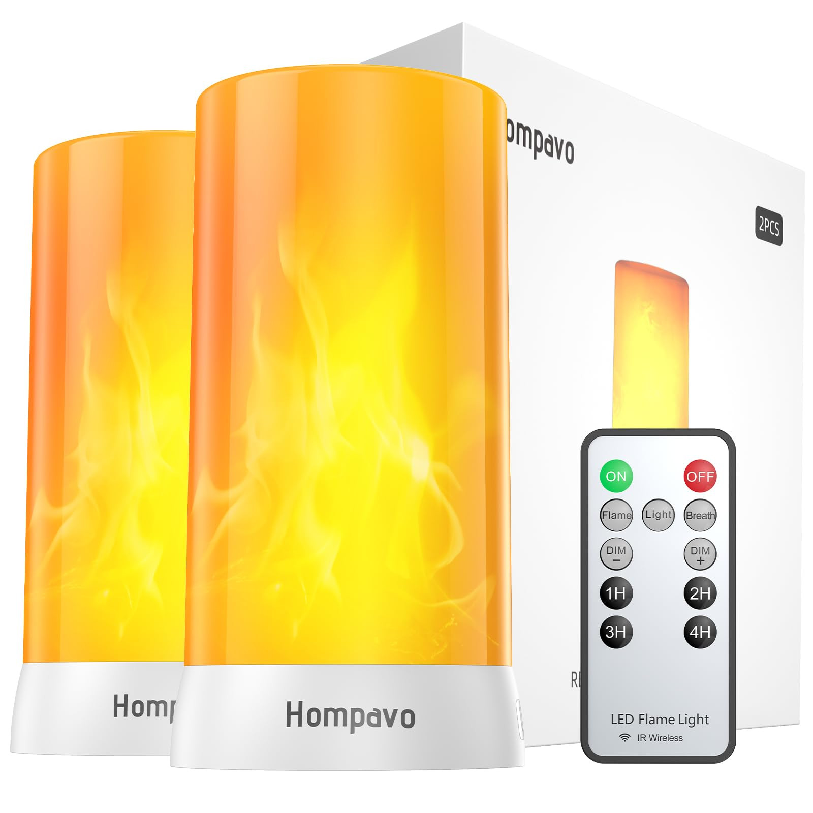 Hompavo 【Upgraded】 LED Flame Lights with Remote & Timer, 4-Mode Rechargeable Battery Operated... | Amazon (US)