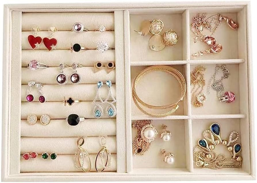 Svea Display Creamy Beige Velvet Stackable Premium Grade Jewelry Show Tray Organizer for Rings an... | Amazon (US)